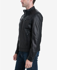 Men's Perforated Leather Moto Jacket