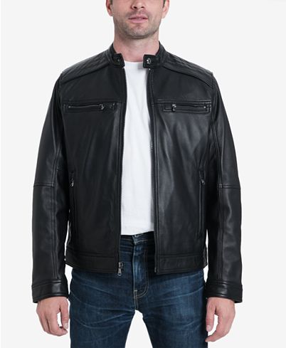 Men's Perforated Leather Moto Jacket