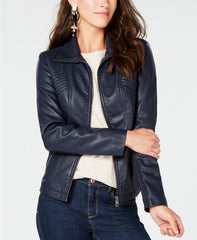 Women Faux Leather Moto Jacket - Leathersfort