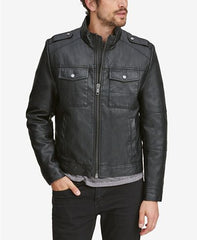 Men's Four Pocket Faux Leather Jacket | New