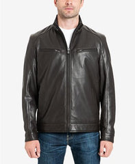 Men's Perforated Faux-Leather Moto Jackets