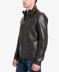 Men's Perforated Faux-Leather Moto Jackets