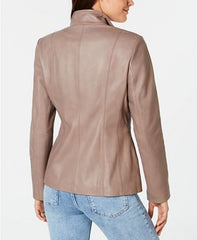 Wing Collar Leather Jacket For Womens