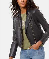 Womens Moto Regular Leather Jacket For Sale | Petite Sizes