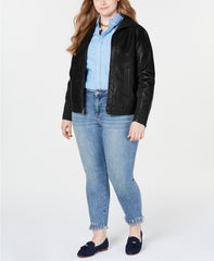 Plus Size Faux Leather Jacket For Women