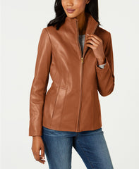 Wing Collar Leather Jacket For Womens