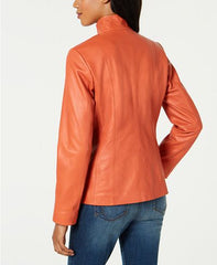 Wing Collar Leather Jacket For Womens