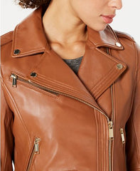 Asymmetrical Leather Moto Jacket For Women's