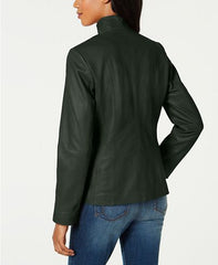 Wing Collar Leather Jacket For Womens