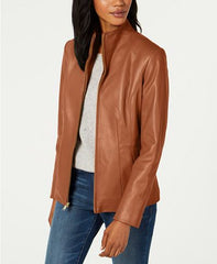 Wing Collar Leather Jacket For Womens