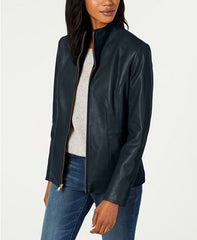 Wing Collar Leather Jacket For Womens