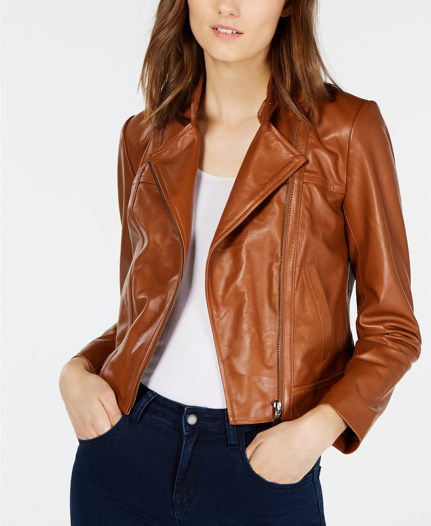 Womens Moto Regular Leather Jacket For Sale | Petite Sizes