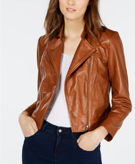 Women Plus Size Leather Moto Jacket For Sale