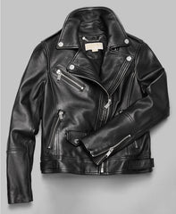 Asymmetrical Leather Moto Jacket For Women's