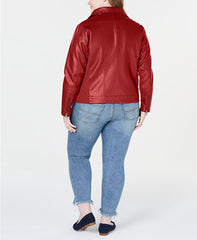 Plus Size Faux Leather Jacket For Women