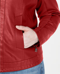 Plus Size Faux Leather Jacket For Women