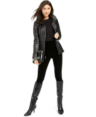 Zip Front Leather Jacket For Women's - Black Leather Jackets