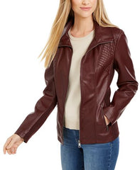 Women Faux Leather Moto Jacket - Leathersfort