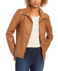 Women Faux Leather Moto Jacket - Leathersfort