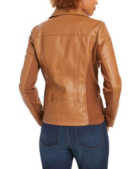 Women Faux Leather Moto Jacket - Leathersfort