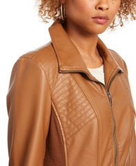 Women Faux Leather Moto Jacket - Leathersfort