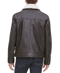 Men's Leather Aviator Jacket - Buy  Faux Sherpa Collar Leather Jacket For Men