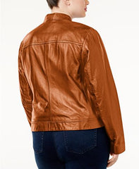 Women Plus Size Leather Moto Jacket For Sale