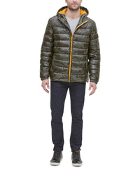 Men's Faux-Leather Puffer Coat - Buy Leather Puffer Men Coats