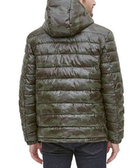 Men's Faux-Leather Puffer Coat : Men Winter Coats