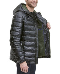 Men's Faux-Leather Puffer Coat : Men Winter Coats