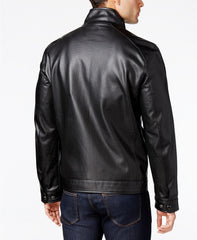 Men's Perforated Faux-Leather Moto Jackets