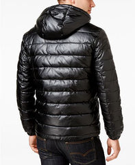 Men's Faux-Leather Puffer Coat - Buy Leather Puffer Men Coats