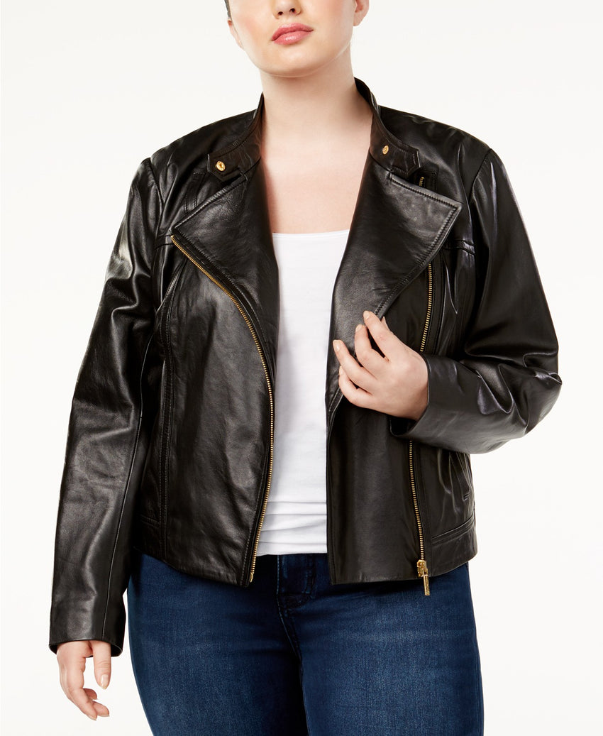 Women Plus Size Leather Moto Jacket For Sale