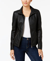 Women Faux Leather Moto Jacket - Leathersfort