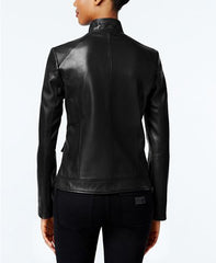 Women Leather Stand Collar Jacket | Standing Collar Women Jackets