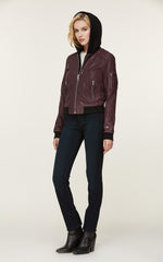 FARICA leather bomber jacket with removable hood